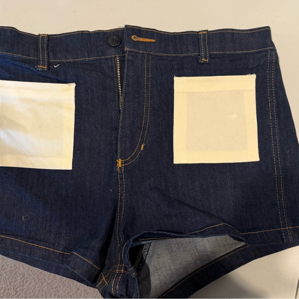 Women's Blue Jean Shorts with White Accents